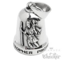 Edelstahl Motorrad-Glocke mit St. Christophorus Biker Geschenk Moped Glücksbringer