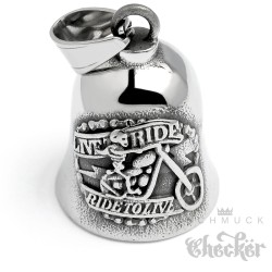Biker Skelett auf Chopper Edelstahl Motorrad Glocke Live To Ride Glücksbringer