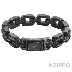 Original Zippo Antikes Gliederarmband Grau mit Muster Herren-Armband Geschenk