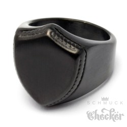 Siegelring in Schild-Form mit individueller Wunsch-Gravur schwarz matt gebürstet