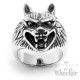 Massiver Edelstahl Biker Ring silber hochwertig Wolf Wolfskopf Indianer