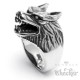 Massiver Edelstahl Biker Ring silber hochwertig Wolf Wolfskopf Indianer