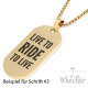 Goldenes DogTag mit Wunschgravur und Halskette Herren Anhänger Gravurplatte gold
