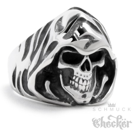 Sensenmann Edelstahl Biker Ring Samcro Ghost Rider Horror silber detailliert