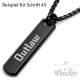Schwarze Halskette mit Wunsch-Gravur Barren Balken mit eigenem Text Geschenkidee