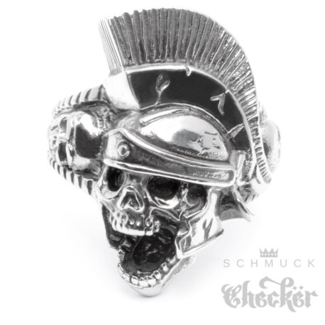 Edelstahl Ring Totenkopf Römer Centurio Legionär Gladiator silber detailliert