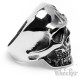 Massiv Edelstahl Ring silber hälfte Totenkopf Monster Twoface Hellrider Biker
