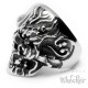 Massiv Edelstahl Ring silber hälfte Totenkopf Monster Twoface Hellrider Biker