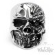 Massiv Edelstahl Ring silber hälfte Totenkopf Monster Twoface Hellrider Biker