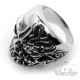 Massiv Edelstahl Ring silber hälfte Totenkopf Monster Twoface Hellrider Biker