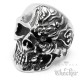 Massiv Edelstahl Ring silber hälfte Totenkopf Monster Twoface Hellrider Biker