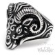 Edelstahl Herren Ring nordischer Widder Thor silber schwarz Sternzeichen Biker