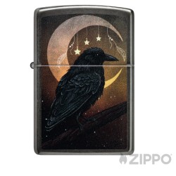 Zippo mit Rabe Mond und Sternen Mystische Geschenkidee Benzinfeuerzeug Made in USA
