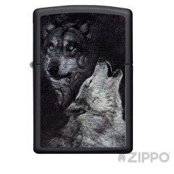 Zippo mit Wölfen heulender Wolf blaue Augen Sturmfeuerzeug Original Made in USA