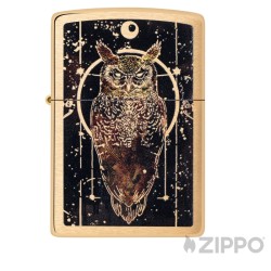 Goldenes Zippo mit Eule mystische Muster Zauberbuch Feuerzeug Sammler Geschenk