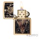 Goldenes Zippo mit Eule mystische Muster Zauberbuch Feuerzeug Sammler Geschenk