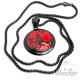 Amulett Hexe auf Besen schwarz rot mit Katze Rabe Edelstahl Halskette Geschenk