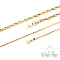 Edelstahl Damen Herren Kette Halskette Kordelkette Gold gedreht hochwertig 55cm