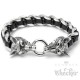 Edelstahl Armband Wolf Panzerkette silber echt Leder schwarz Biker Harley