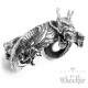 XXL Edelstahl Herren Armreif Armband asiatischer Drache Armspange silber Biker