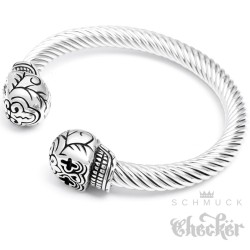 Edelstahl Herren Armreif Armspange Armband felxibel silber Totenkopf