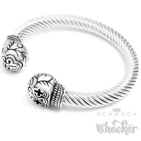 Edelstahl Herren Armreif Armspange Armband felxibel silber Totenkopf
