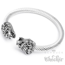 Edelstahl Herren Armreif Armspange Armband felxibel silber Totenkopf