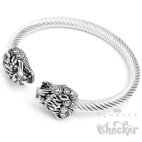 Edelstahl Herren Armreif Armspange Armband felxibel silber Totenkopf