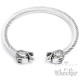 Edelstahl Herren Armreif Armspange Armband felxibel silber Wolf Wolfskopf