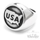 Edelstahl Herren Biker Ring USA Amerika Staaten Karte hochwertig silber Gringo