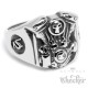 Edelstahl Ring V2 Motor Engine Totenkopf Skull detailliert silber Motorrad Biker