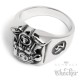Edelstahl Ring V2 Motor Engine Totenkopf Skull detailliert silber Motorrad Biker