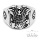Edelstahl Ring V2 Motor Engine Totenkopf Skull detailliert silber Motorrad Biker