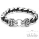 Edelstahl Armband Tiger Panzerkette silber echt Leder schwarz Biker Harley
