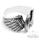 Edelstahl Bikerring Herren Ring Motorrad Rad Flügel massiv silber hochwertig