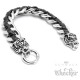 Edelstahl Armband Tiger Panzerkette silber echt Leder schwarz Biker Harley
