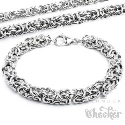Edelstahl Damen Herren Armband Königskette 1000 Ringe silber