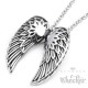 Hochwertiger Edelstahl Ananhänger silber zwei Flügel Engel Wings + Halskette