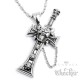 Edelstahl Herren Anhänger Kreuz Totenkopf Schwert Zirkon + Kette Biker Gothic