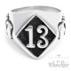 Edelstahl Ring Glückszahl Lucky 13 silber Glück Pech Totenkopf Bikerring