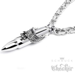 Edelstahl Anhänger Patrone Adler Falke Rabe Munition Bullet gold Königskette