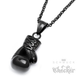 Kleiner Edelstahl Anhänger Boxhandschuh Kampfsport schwarz + Halskette