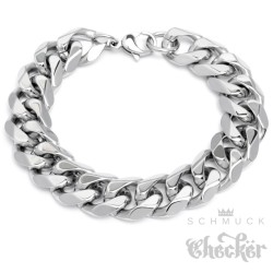 Breites XL Edelstahl Herren Armband Panzerarmband Panzerkette silber 22cm Biker