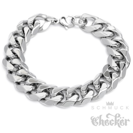 Breites XL Edelstahl Herren Armband Panzerarmband Panzerkette silber 22cm Biker