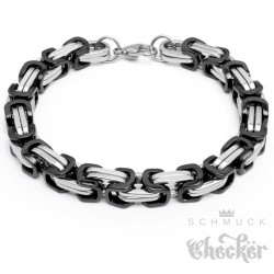 Edelstahl Herren Männer Byzantiner Armband Königskette Königsarmband silber schwarz