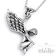 Edelstahl Anhänger nackter Engel Flügel gefesselt schön silber + Halskette Kette
