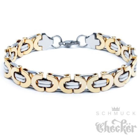Edelstahl Männer Armband siber und gold Königskette Armkette hochwertig Hiphop Biker