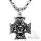 Edelstahl Anhänger Eisernes Kreuz Totenkopf General Schädel Soldat Bikerschmuck + Königskette