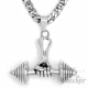 Edelstahl Anhänger Hand Hantel Gewicht Fitness Sport Bodybuilder Schmuck silber + Halskette