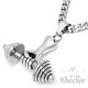 Edelstahl Anhänger Hand Hantel Gewicht Fitness Sport Bodybuilder Schmuck silber + Halskette